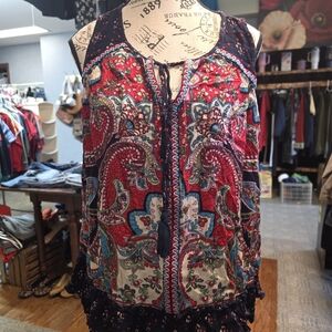 Bila Red and Blue Paisley Blouse